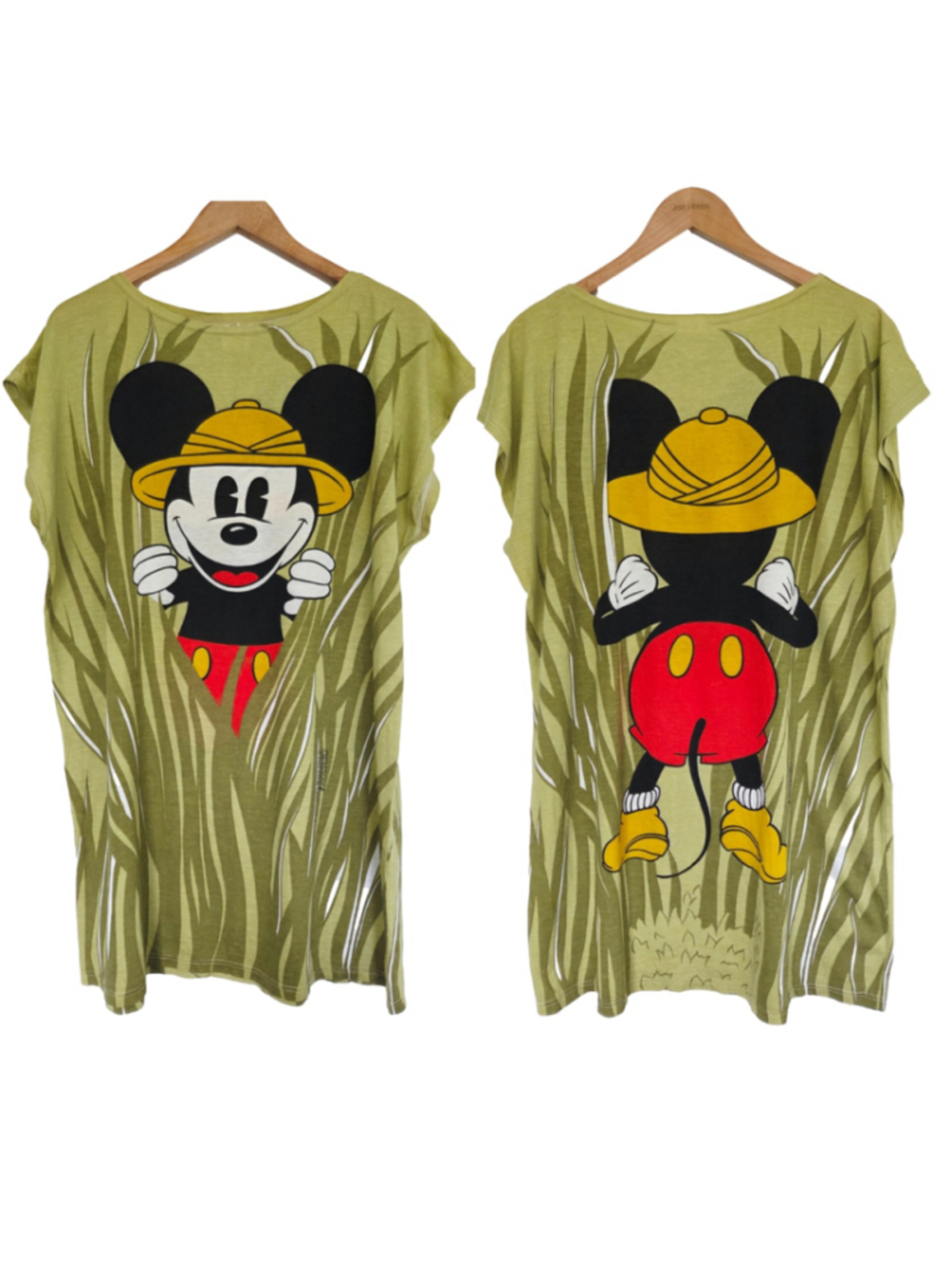Vintage 80s Large Disney Mickey Mouse Safari Dual Sided Jungle Tunic T-Shirt